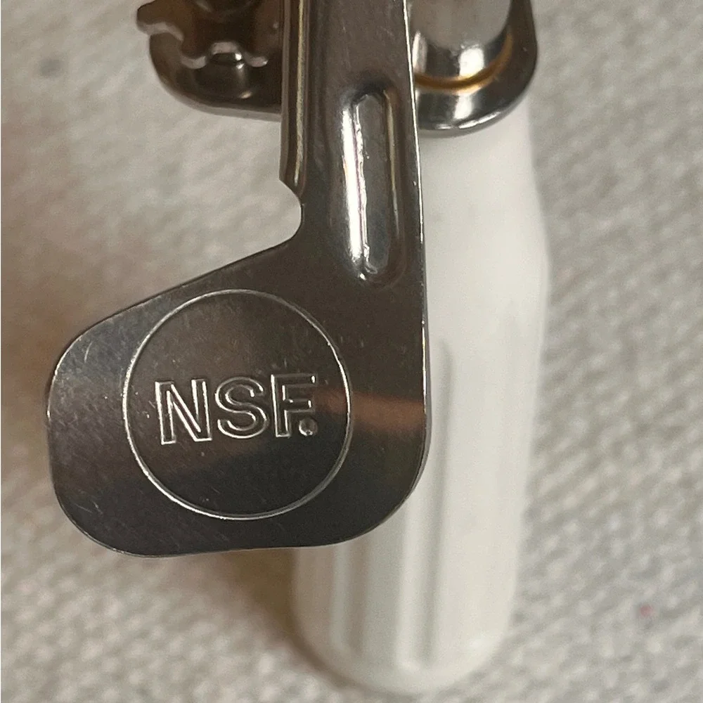Vintage NSF #6 Stainless Steel Portion Scoop Disher White Handle